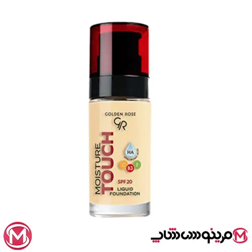 کرم پودر گلدن رز مدل MOISTURE TOUCH با SPF 20 شماره ۱۰۲ حجم ۳۰میل